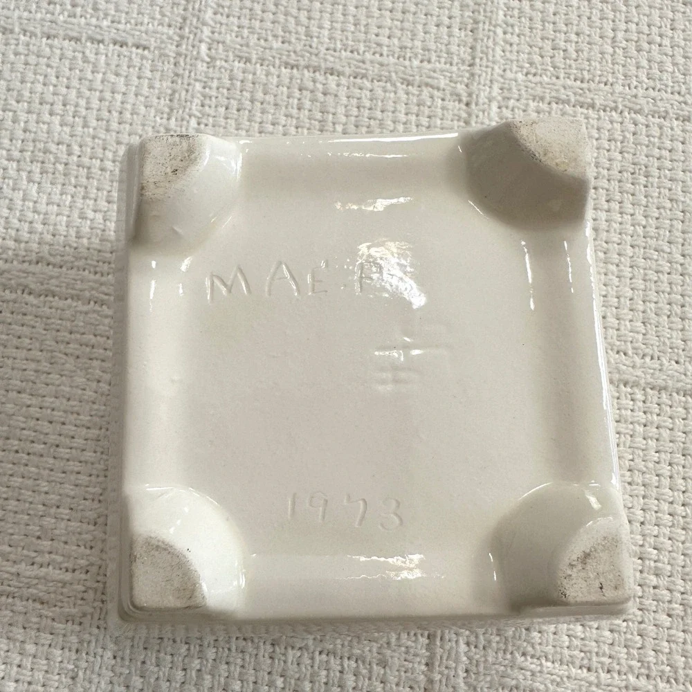 VTG 70s Ceramic Trinket Box Hand Painted Floral Jewelry Dish Signed 1973 Cottage